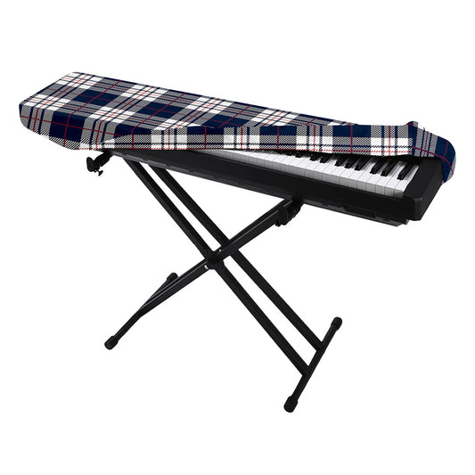 Blue White And Red Tartan Pattern Print Piano Keyboard Cover