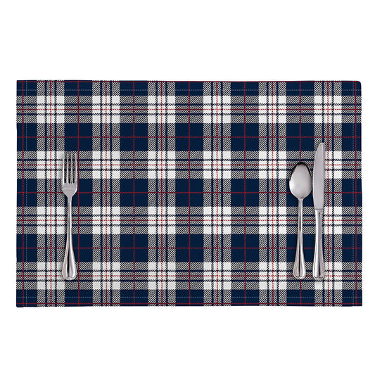 Blue White And Red Tartan Pattern Print Placemat