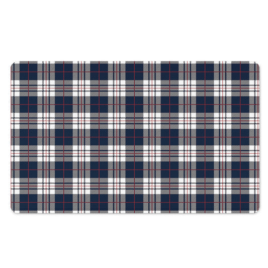 Blue White And Red Tartan Pattern Print Polyester Doormat