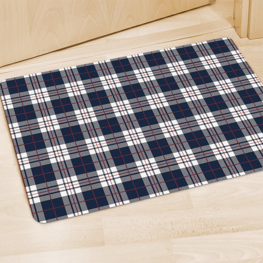 Blue White And Red Tartan Pattern Print Polyester Doormat
