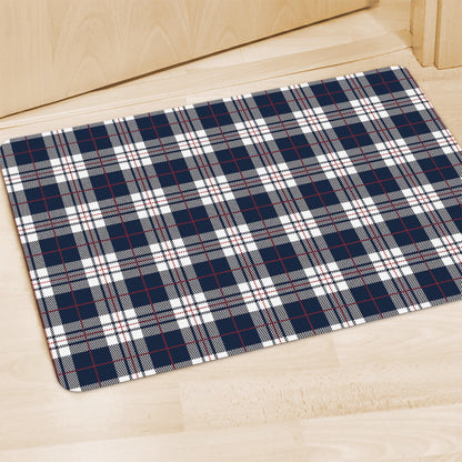 Blue White And Red Tartan Pattern Print Polyester Doormat