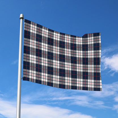 Blue White And Red Tartan Pattern Print Polyester Flag