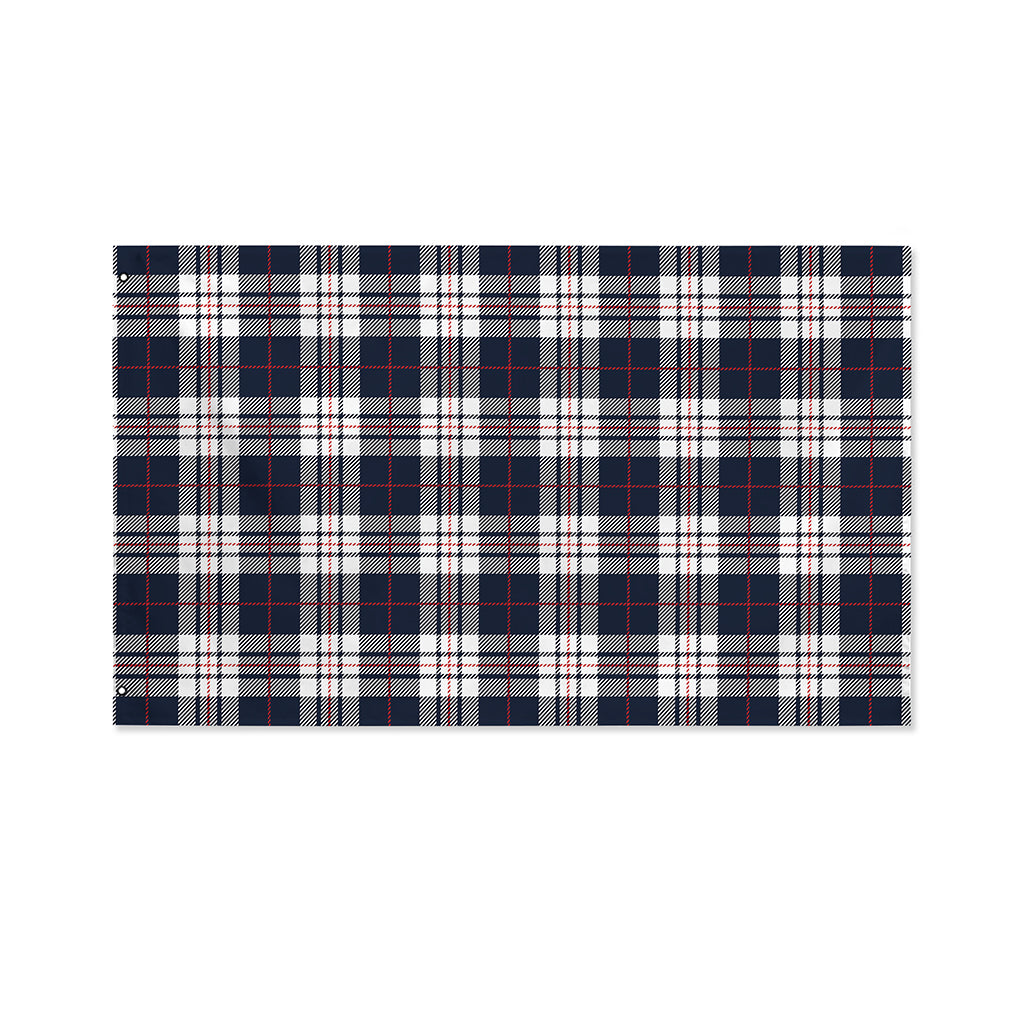 Blue White And Red Tartan Pattern Print Polyester Flag