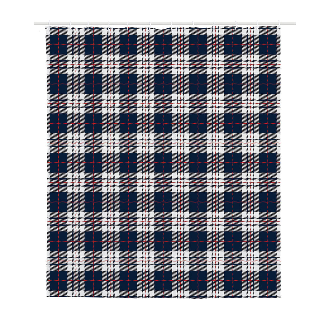Blue White And Red Tartan Pattern Print Polyester Shower Curtain