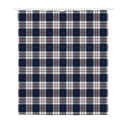 Blue White And Red Tartan Pattern Print Polyester Shower Curtain