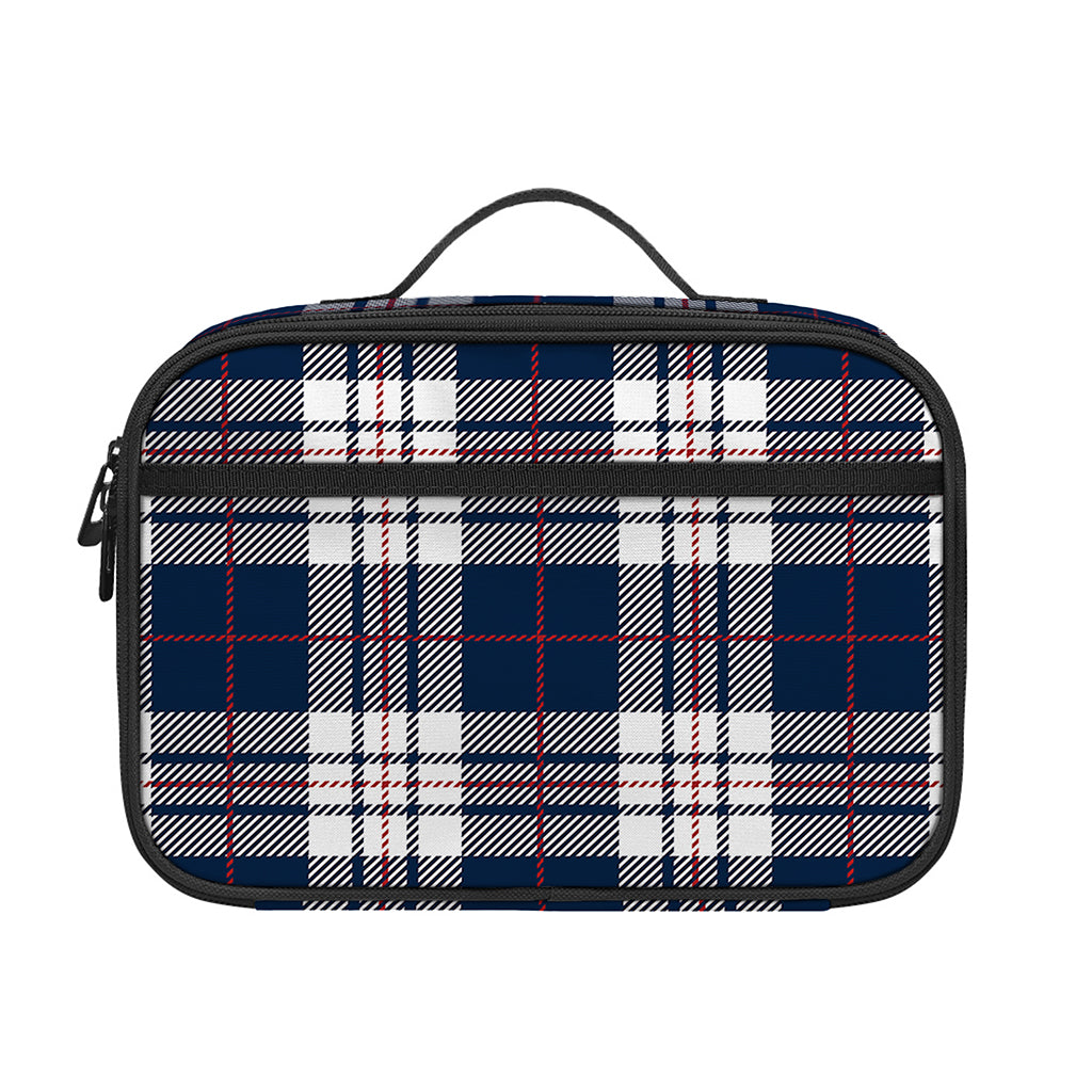 Blue White And Red Tartan Pattern Print Portable Lunch Bag