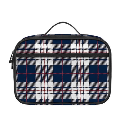 Blue White And Red Tartan Pattern Print Portable Lunch Bag