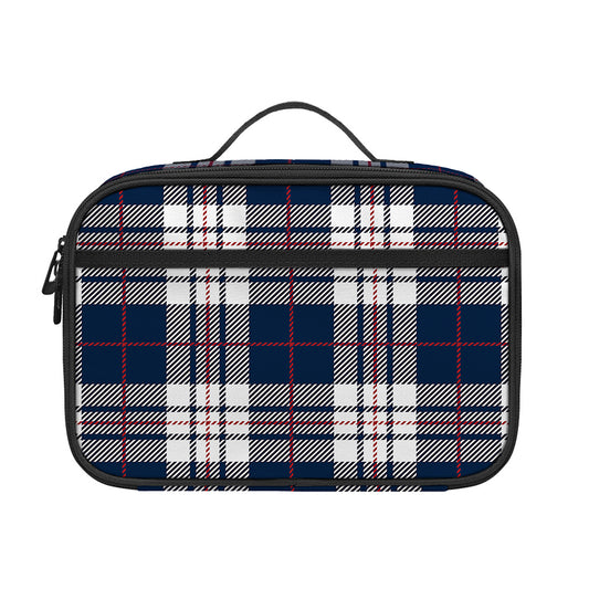 Blue White And Red Tartan Pattern Print Portable Lunch Bag
