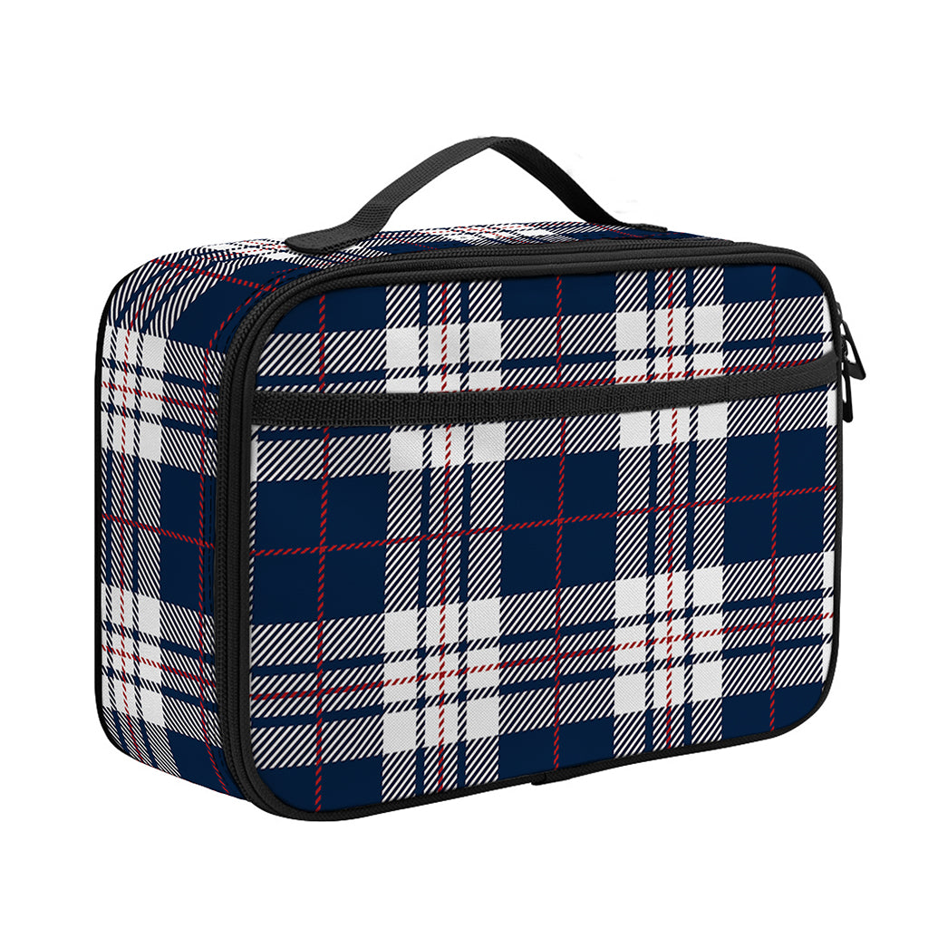 Blue White And Red Tartan Pattern Print Portable Lunch Bag