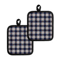 Blue White And Red Tartan Pattern Print Pot Holders