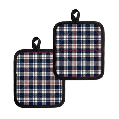 Blue White And Red Tartan Pattern Print Pot Holders