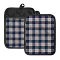 Blue White And Red Tartan Pattern Print Pot Holders With Pocket