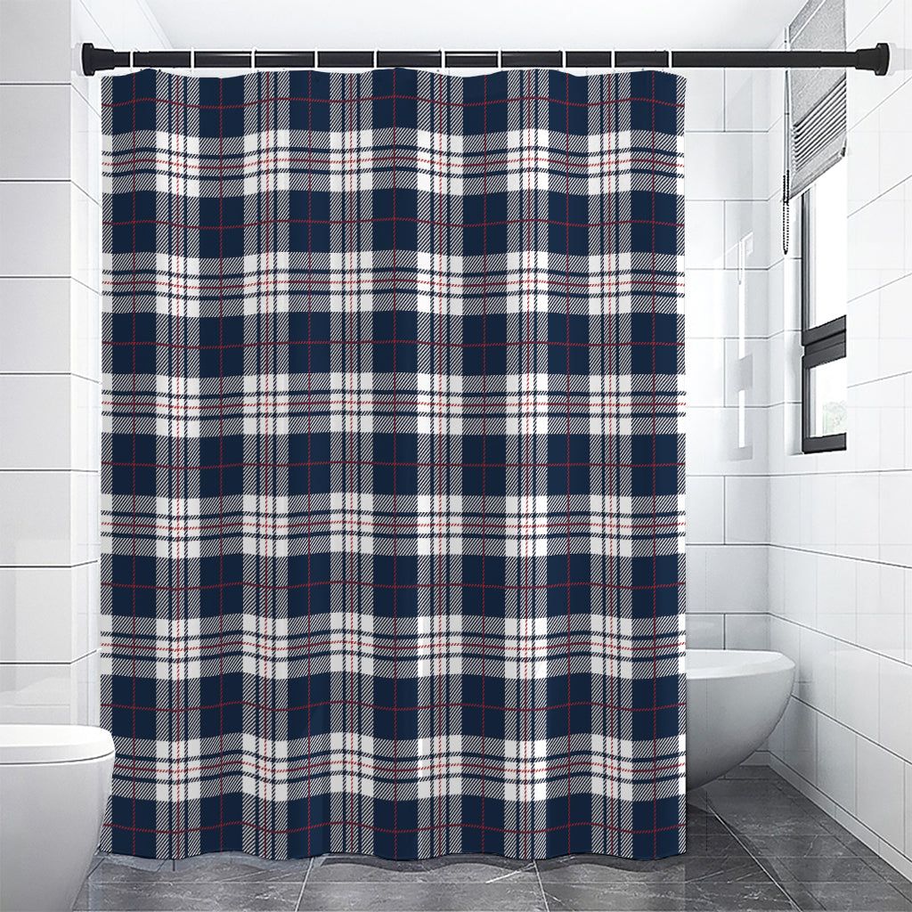 Blue White And Red Tartan Pattern Print Premium Shower Curtain