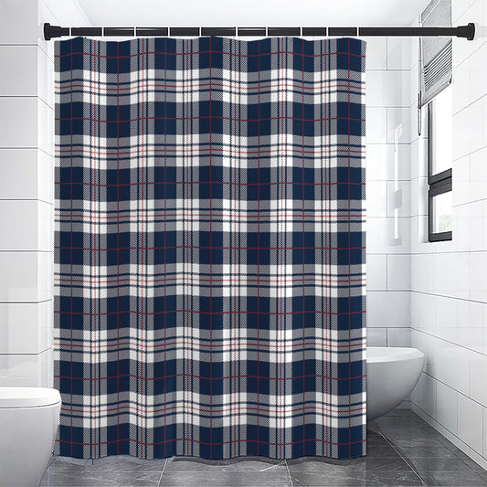 Blue White And Red Tartan Pattern Print Premium Shower Curtain
