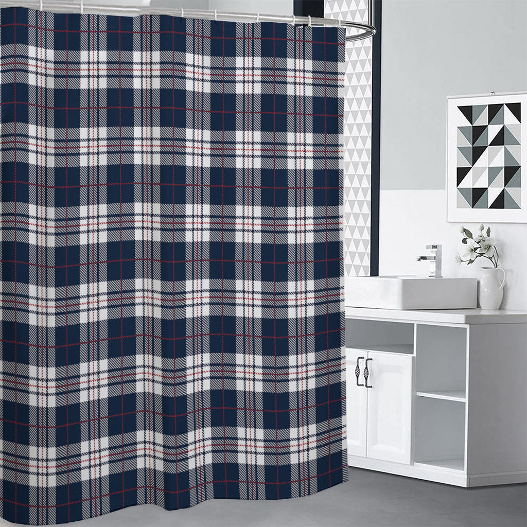 Blue White And Red Tartan Pattern Print Premium Shower Curtain