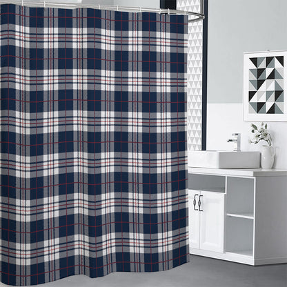 Blue White And Red Tartan Pattern Print Premium Shower Curtain