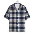 Blue White And Red Tartan Pattern Print Rayon Hawaiian Shirt
