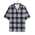 Blue White And Red Tartan Pattern Print Rayon Hawaiian Shirt