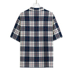 Blue White And Red Tartan Pattern Print Rayon Hawaiian Shirt