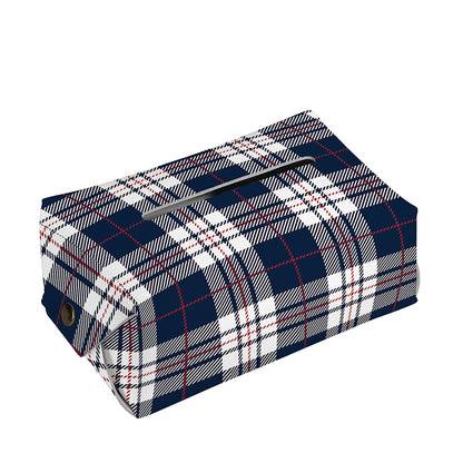 Blue White And Red Tartan Pattern Print Rectangle Tissue Box Cover