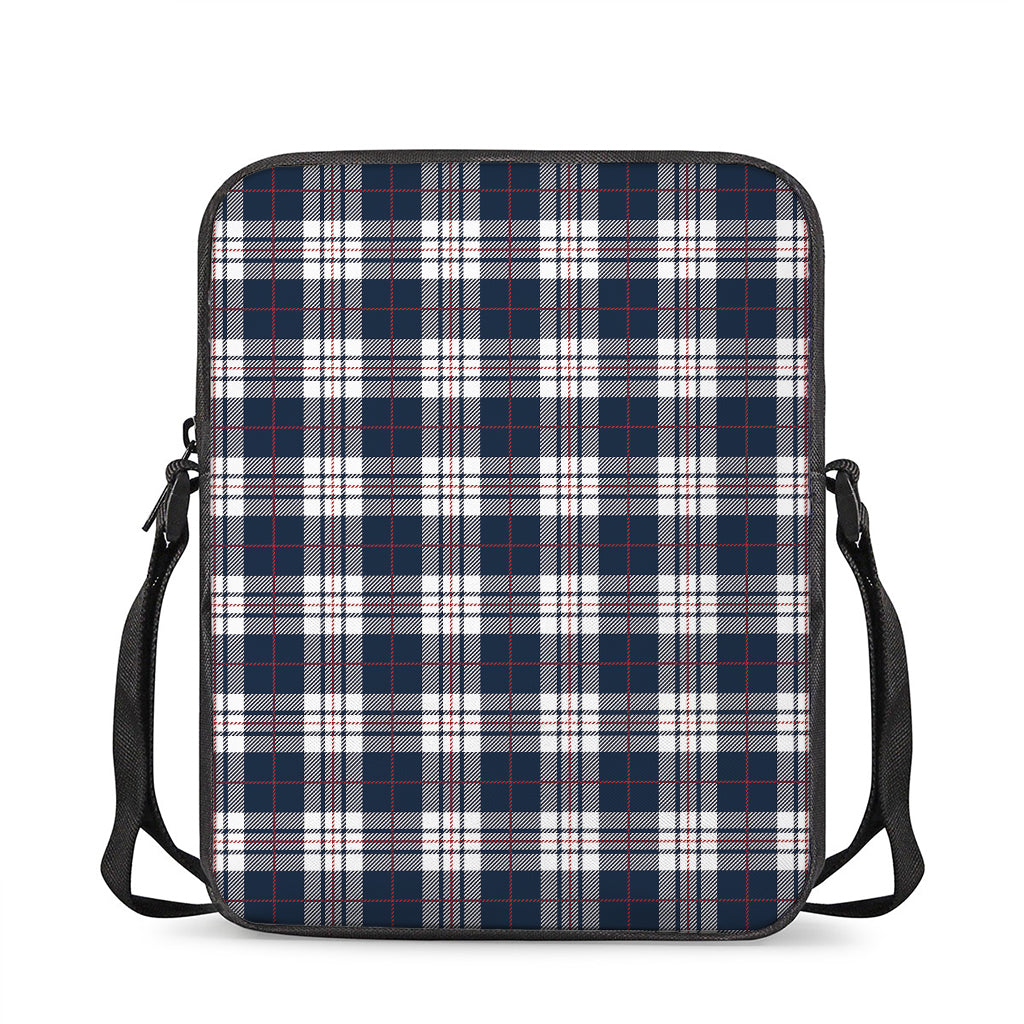 Blue White And Red Tartan Pattern Print Rectangular Crossbody Bag