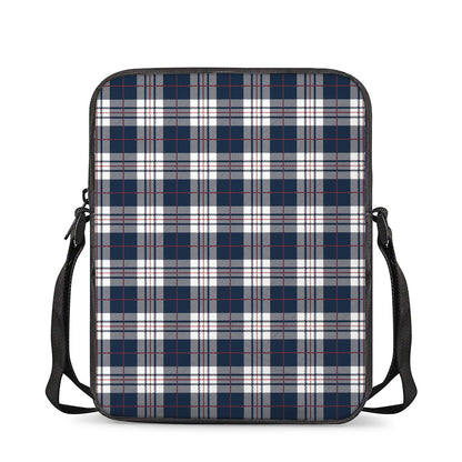 Blue White And Red Tartan Pattern Print Rectangular Crossbody Bag