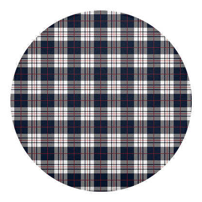 Blue White And Red Tartan Pattern Print Round Blanket
