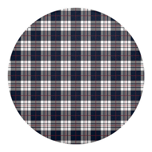 Blue White And Red Tartan Pattern Print Round Blanket