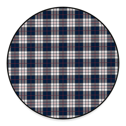 Blue White And Red Tartan Pattern Print Round Floor Mat