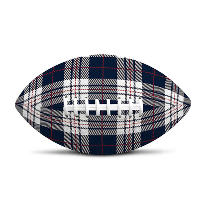 Blue White And Red Tartan Pattern Print Rugby Ball