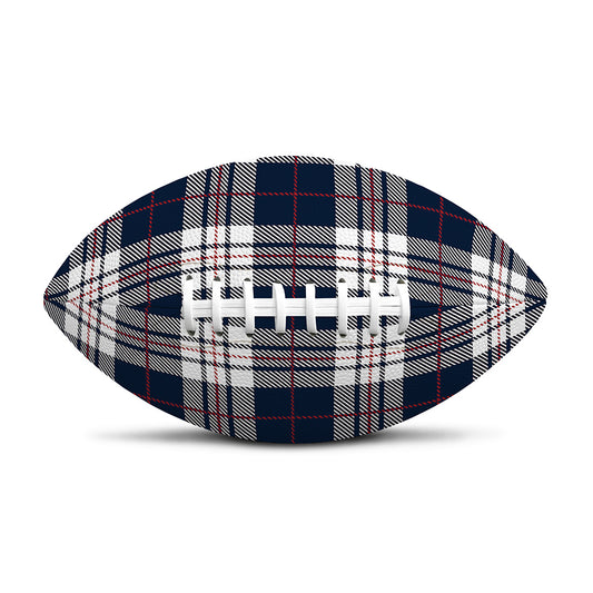 Blue White And Red Tartan Pattern Print Rugby Ball