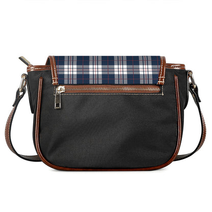 Blue White And Red Tartan Pattern Print Saddle Bag