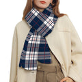 Blue White And Red Tartan Pattern Print Scarf