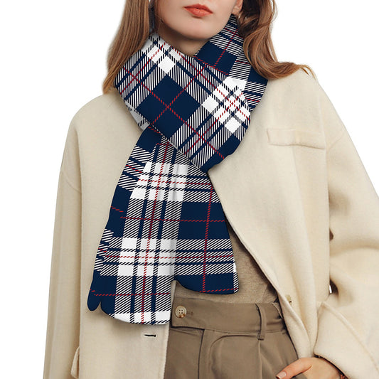 Blue White And Red Tartan Pattern Print Scarf
