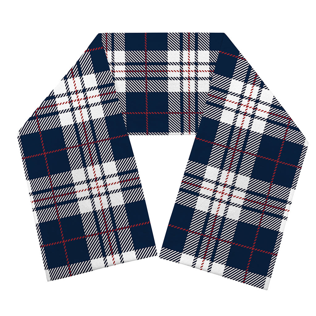 Blue White And Red Tartan Pattern Print Scarf