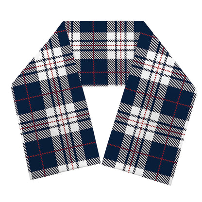 Blue White And Red Tartan Pattern Print Scarf