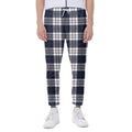 Blue White And Red Tartan Pattern Print Joggers