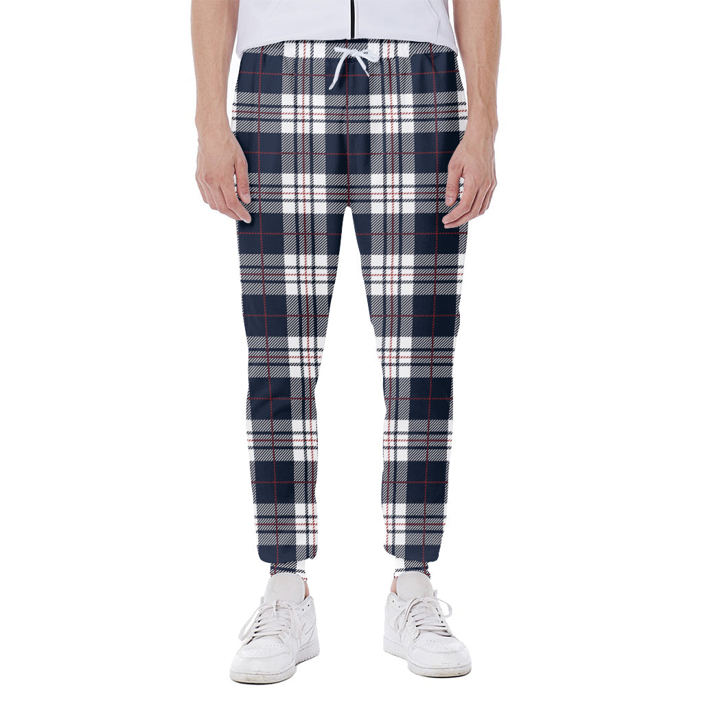 Blue White And Red Tartan Pattern Print Scuba Joggers