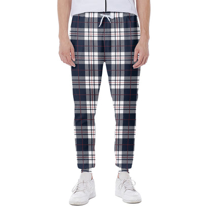 Blue White And Red Tartan Pattern Print Scuba Joggers