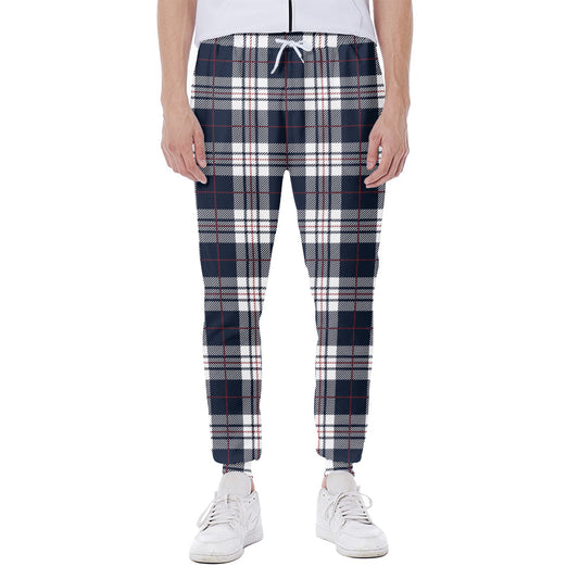 Blue White And Red Tartan Pattern Print Scuba Joggers
