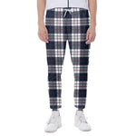 Blue White And Red Tartan Pattern Print Scuba Joggers