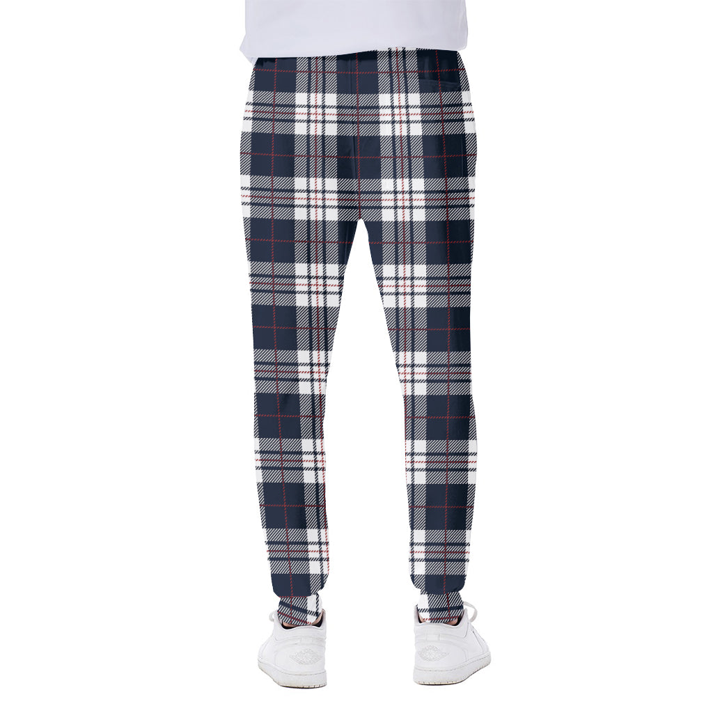 Blue White And Red Tartan Pattern Print Scuba Joggers