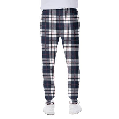 Blue White And Red Tartan Pattern Print Scuba Joggers