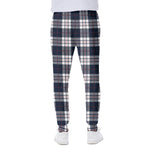 Blue White And Red Tartan Pattern Print Scuba Joggers