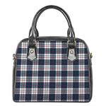 Blue White And Red Tartan Pattern Print Shoulder Handbag