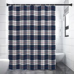 Blue White And Red Tartan Pattern Print Shower Curtain