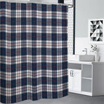 Blue White And Red Tartan Pattern Print Shower Curtain