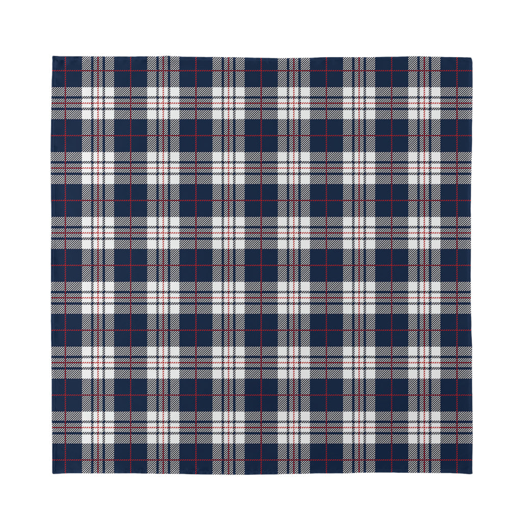 Blue White And Red Tartan Pattern Print Silk Bandana