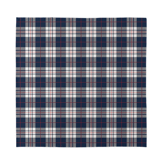 Blue White And Red Tartan Pattern Print Silk Bandana