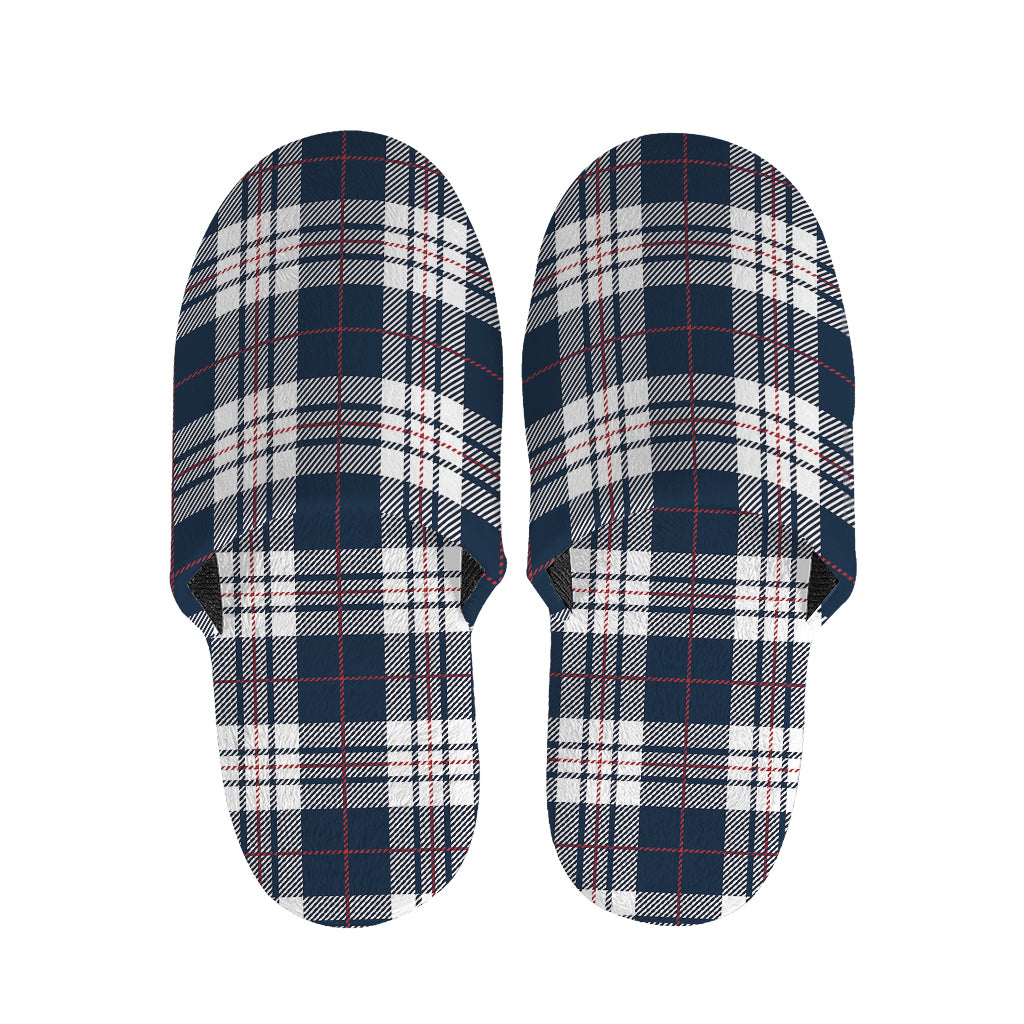 Blue White And Red Tartan Pattern Print Slippers